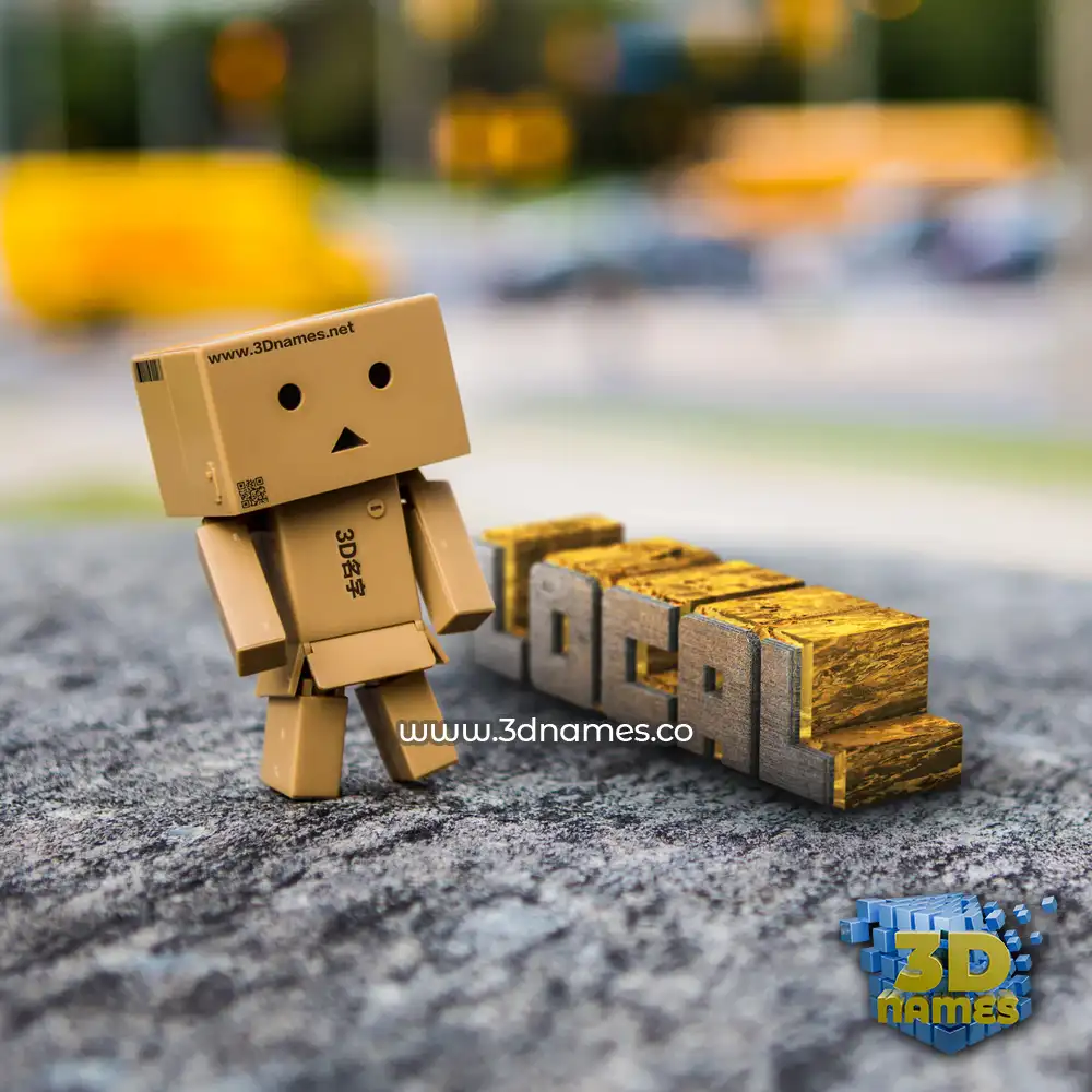 local in Hello Danbo style - 3D name wallpaper