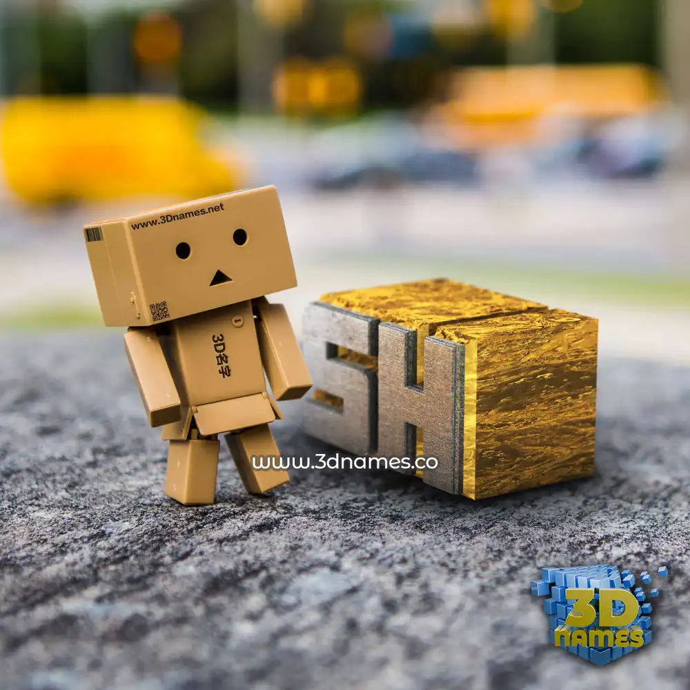 sh in Hello Danbo style - 3D name wallpaper