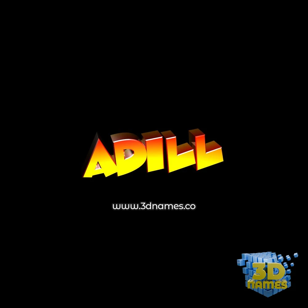 adill in Black Background style - 3D name wallpaper