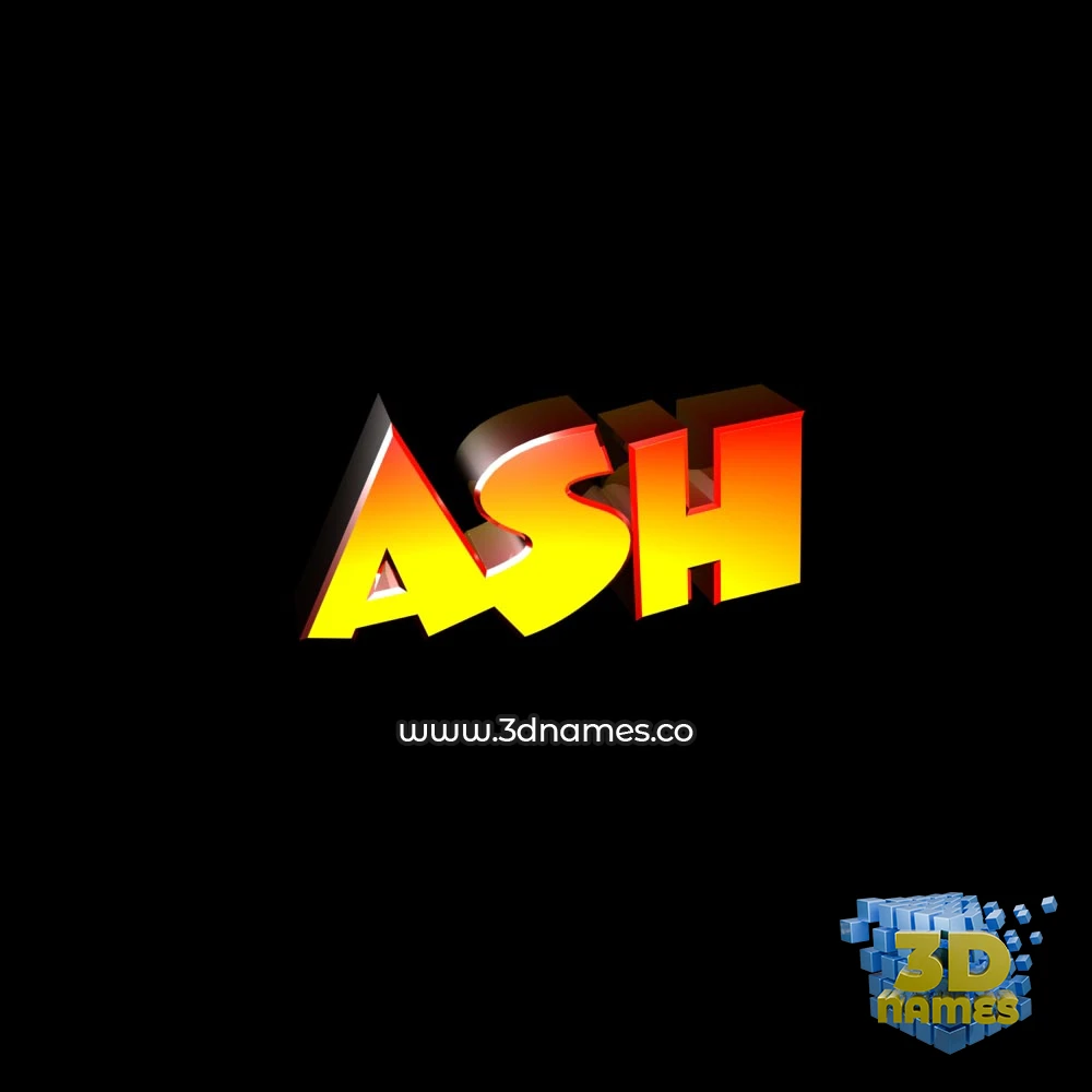 ash in Black Background style - 3D name wallpaper