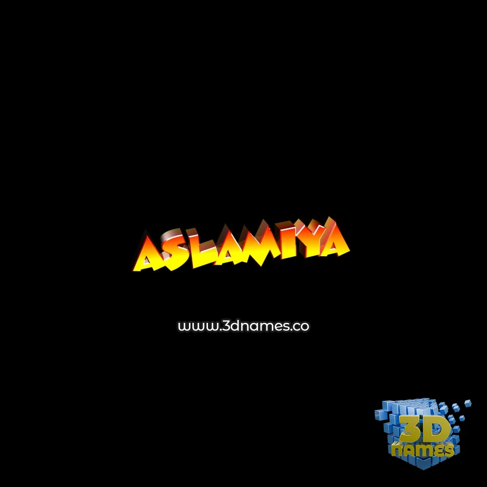 aslamiya in Black Background style - 3D name wallpaper