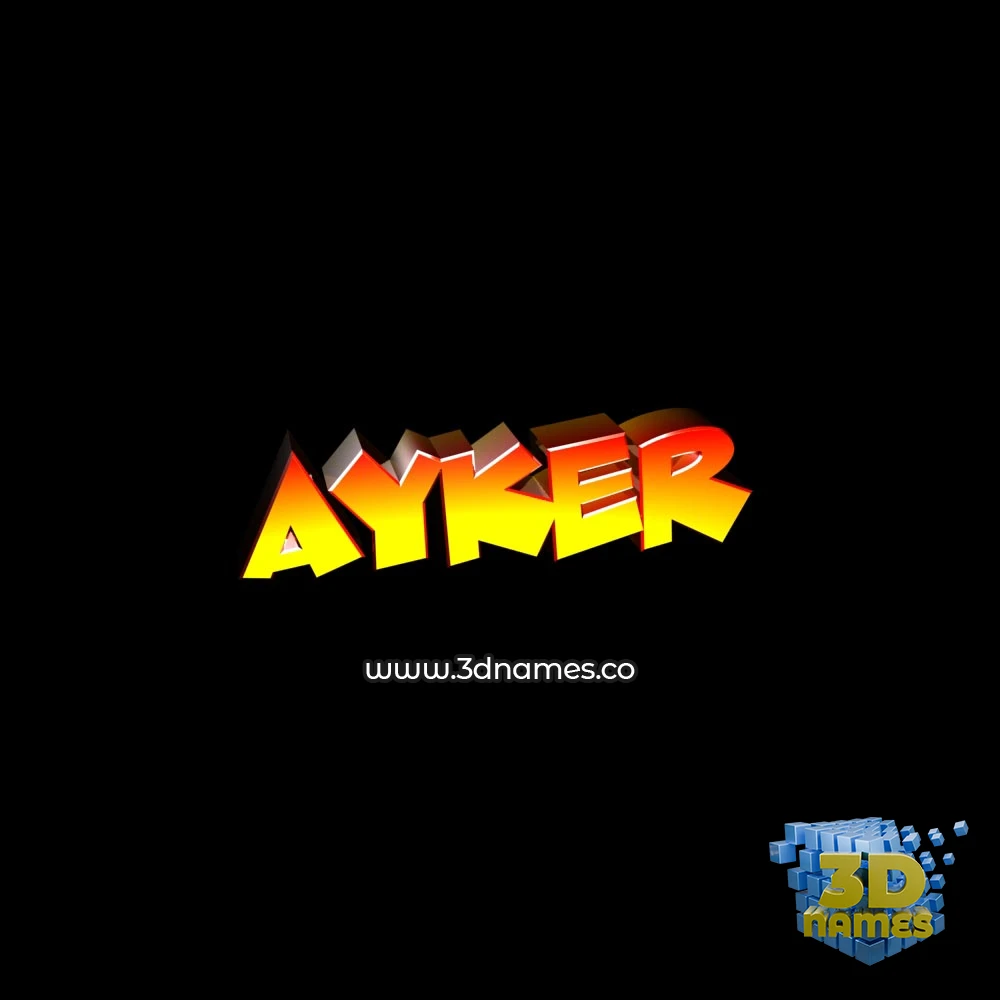ayker in Black Background style - 3D name wallpaper