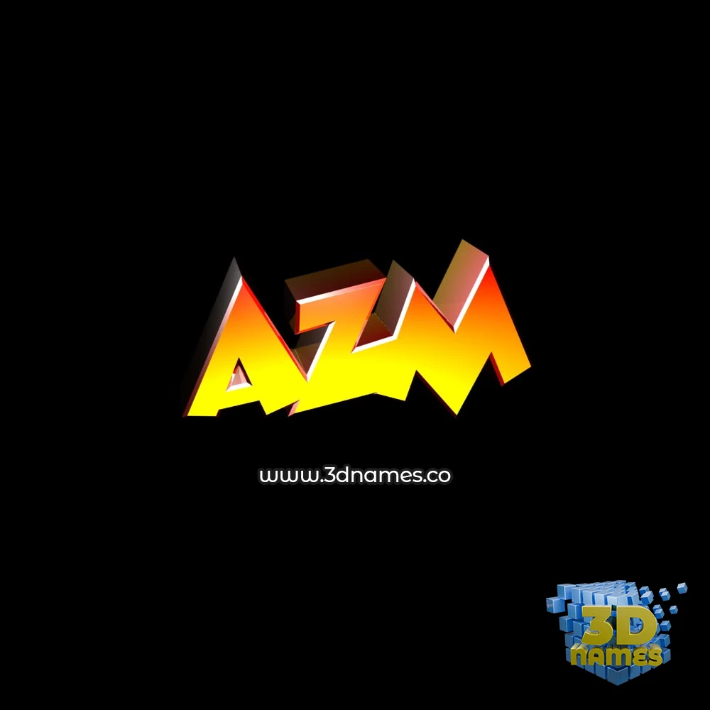 azm in Black Background style - 3D name wallpaper