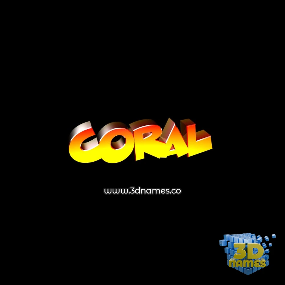 coral in Black Background style - 3D name wallpaper