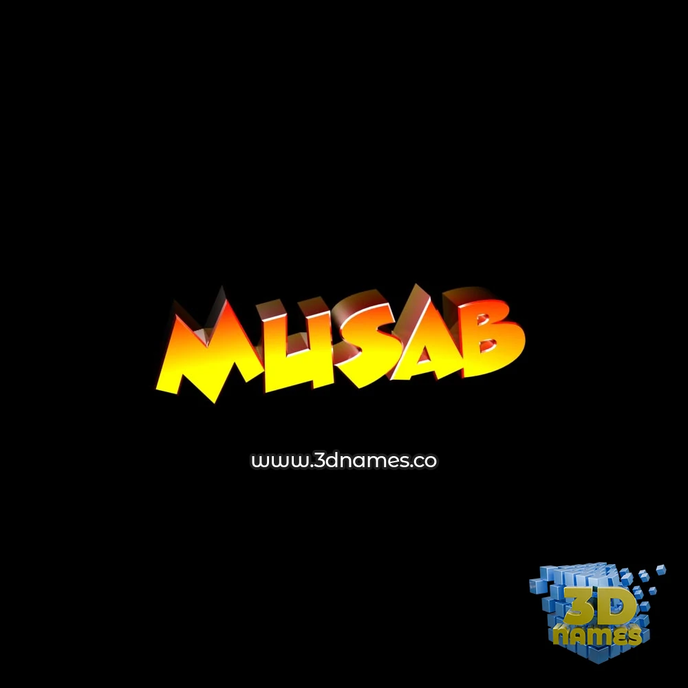 musab in Black Background style - 3D name wallpaper
