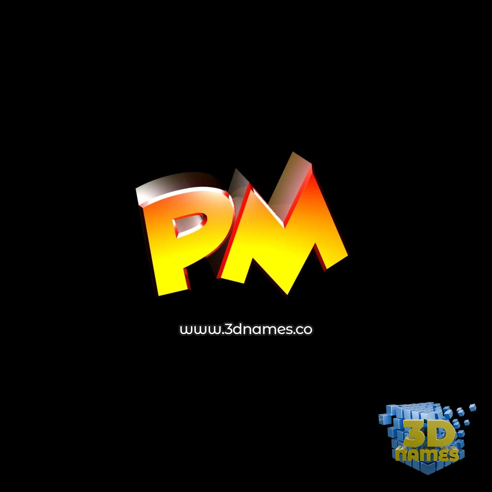 pm in Black Background style - 3D name wallpaper