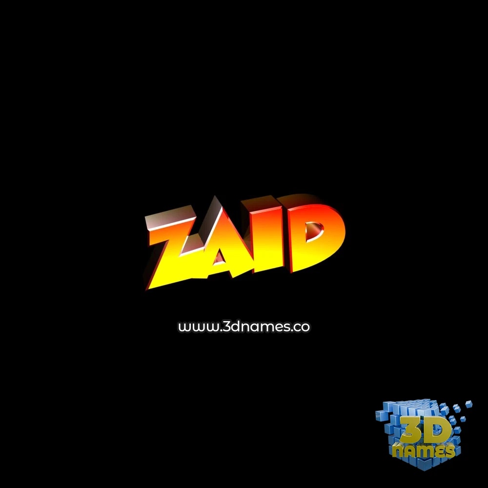 zaid in Black Background style - 3D name wallpaper