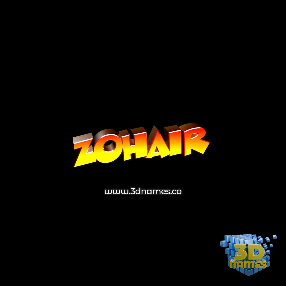 zohair in Black Background style - 3D name wallpaper