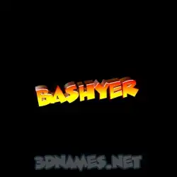 bashyer in Black Background style - 3D name wallpaper
