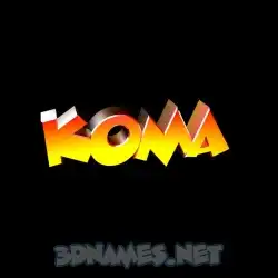 koma in Black Background style - 3D name wallpaper