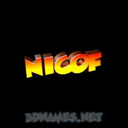 nicof in Black Background style - 3D name wallpaper