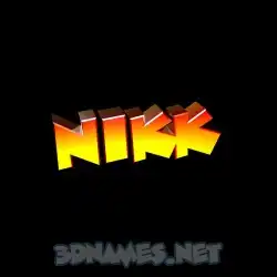 nikk in Black Background style - 3D name wallpaper