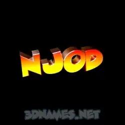 njod in Black Background style - 3D name wallpaper