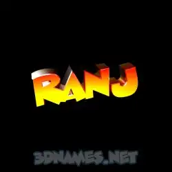 ranj in Black Background style - 3D name wallpaper