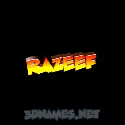 razeef in Black Background style - 3D name wallpaper