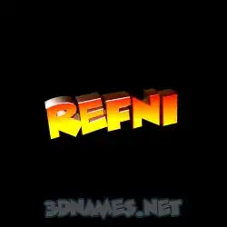 refni in Black Background style - 3D name wallpaper