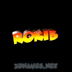 rokib in Black Background style - 3D name wallpaper
