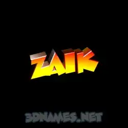 zaik in Black Background style - 3D name wallpaper