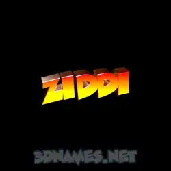 ziddi in Black Background style - 3D name wallpaper