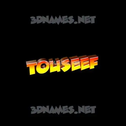 touseef in Black Background style - 3D name wallpaper