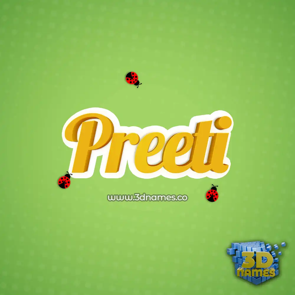 preeti in Ladybugs style - 3D name wallpaper