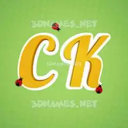 c k in Ladybugs style - 3D name wallpaper