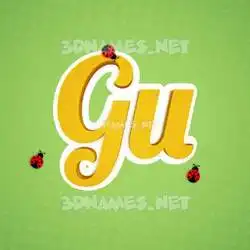 gu in Ladybugs style - 3D name wallpaper