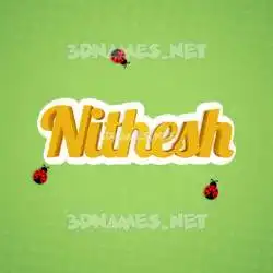 nithesh in Ladybugs style - 3D name wallpaper