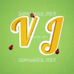 v j in Ladybugs style - 3D name wallpaper