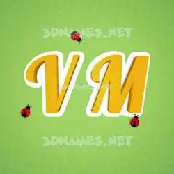 v m in Ladybugs style - 3D name wallpaper