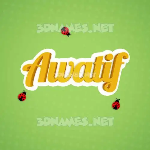 awatif in Ladybugs style - 3D name wallpaper