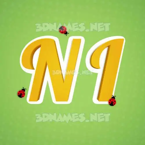n i in Ladybugs style - 3D name wallpaper