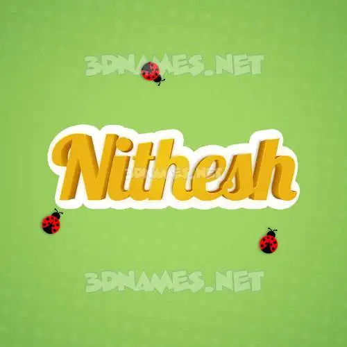 nithesh in Ladybugs style - 3D name wallpaper