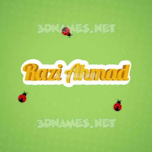 razi ahmad in Ladybugs style - 3D name wallpaper