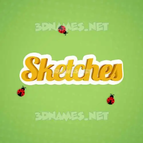 sketches in Ladybugs style - 3D name wallpaper