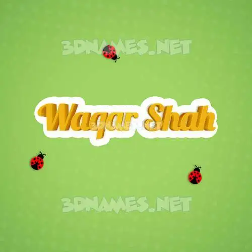 waqar shah in Ladybugs style - 3D name wallpaper