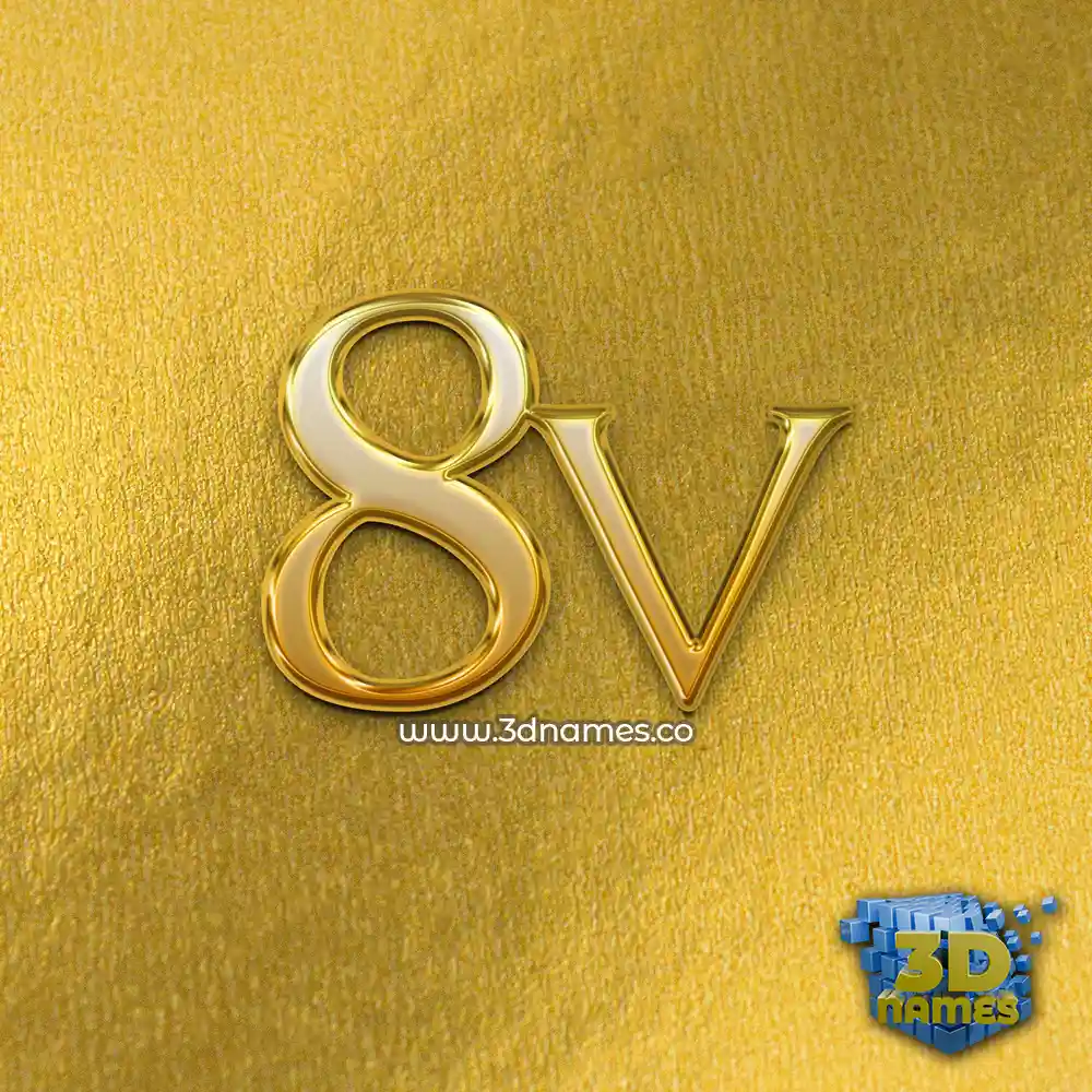 8v in All Gold style - 3D name wallpaper 8v in All Gold style - 3D name wallpaper