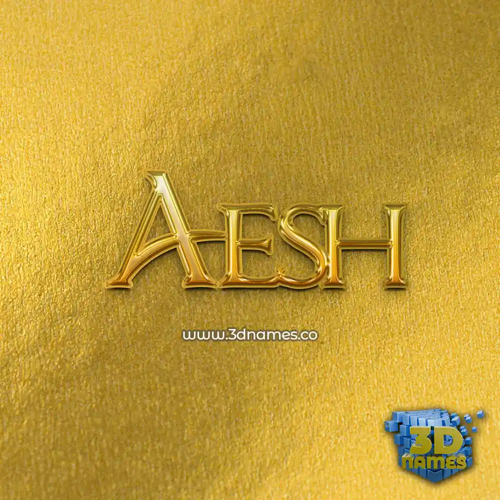 aesh in All Gold style - 3D name wallpaper aesh in All Gold style - 3D name wallpaper