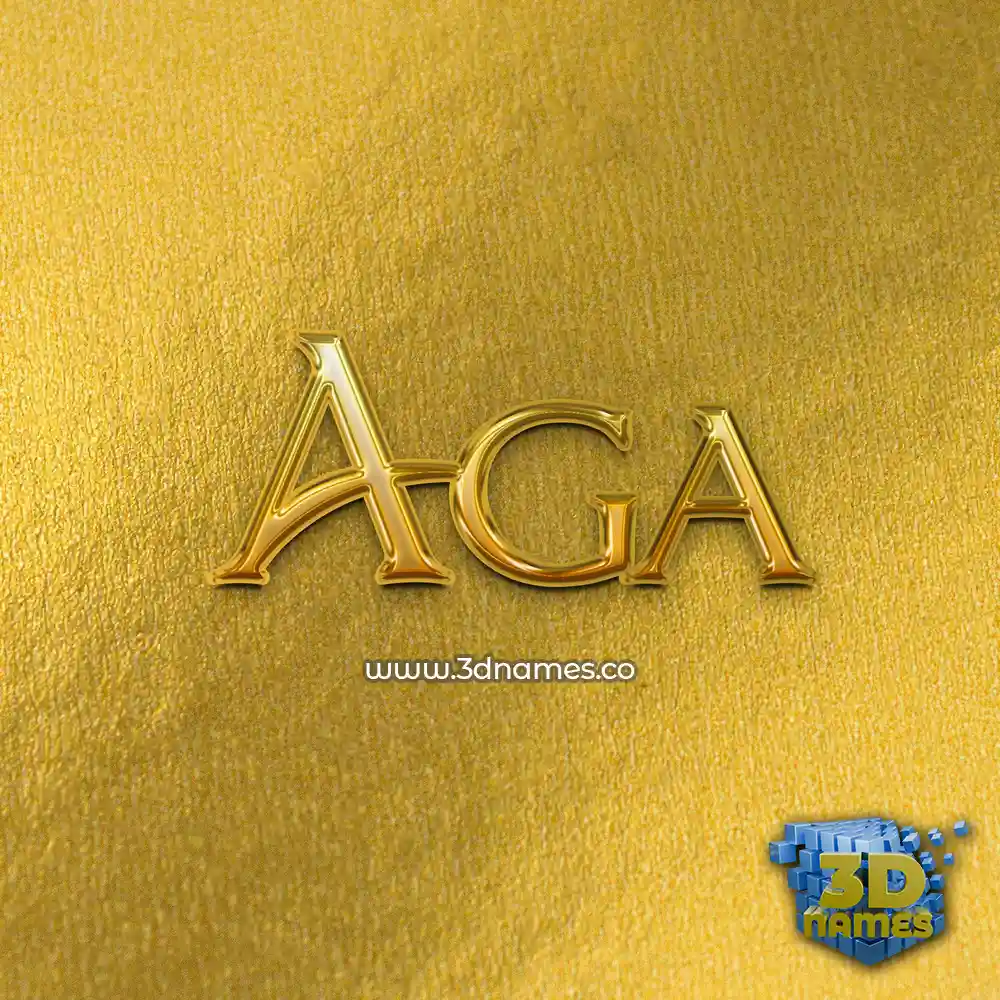 aga in All Gold style - 3D name wallpaper