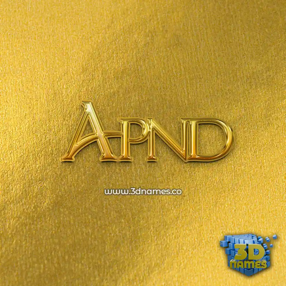 apnd in All Gold style - 3D name wallpaper