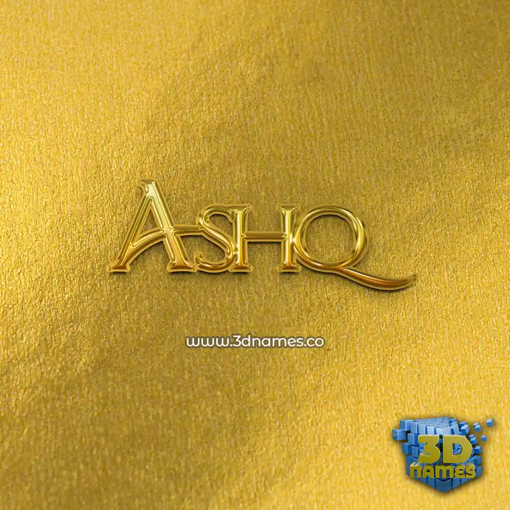 ashq in All Gold style - 3D name wallpaper