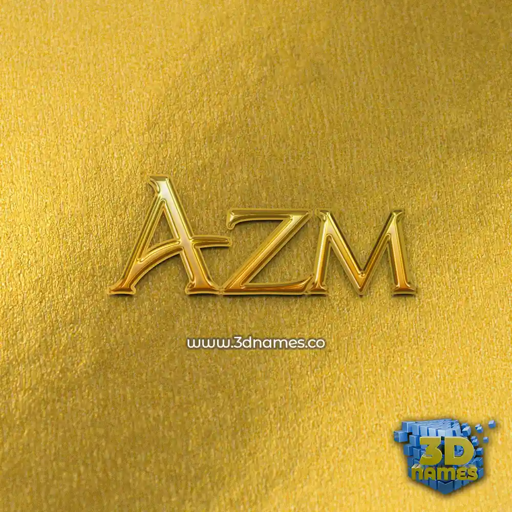 azm in All Gold style - 3D name wallpaper