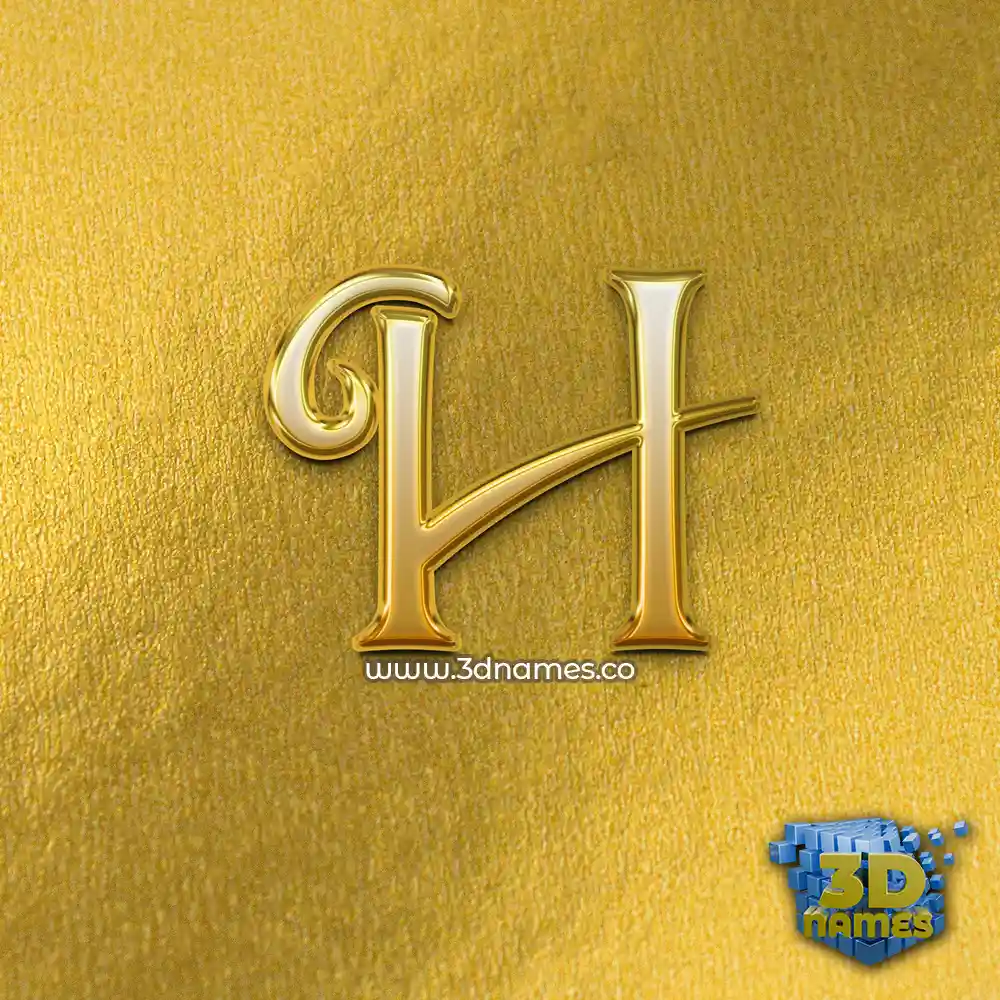 h in All Gold style - 3D name wallpaper