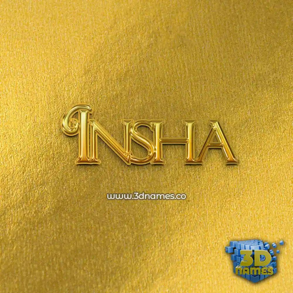insha in All Gold style - 3D name wallpaper