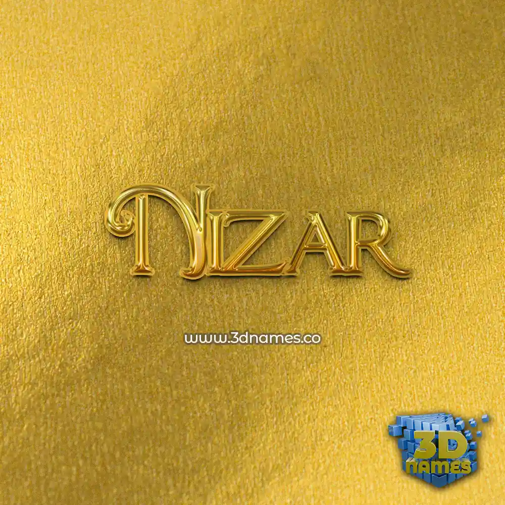 nizar in All Gold style - 3D name wallpaper