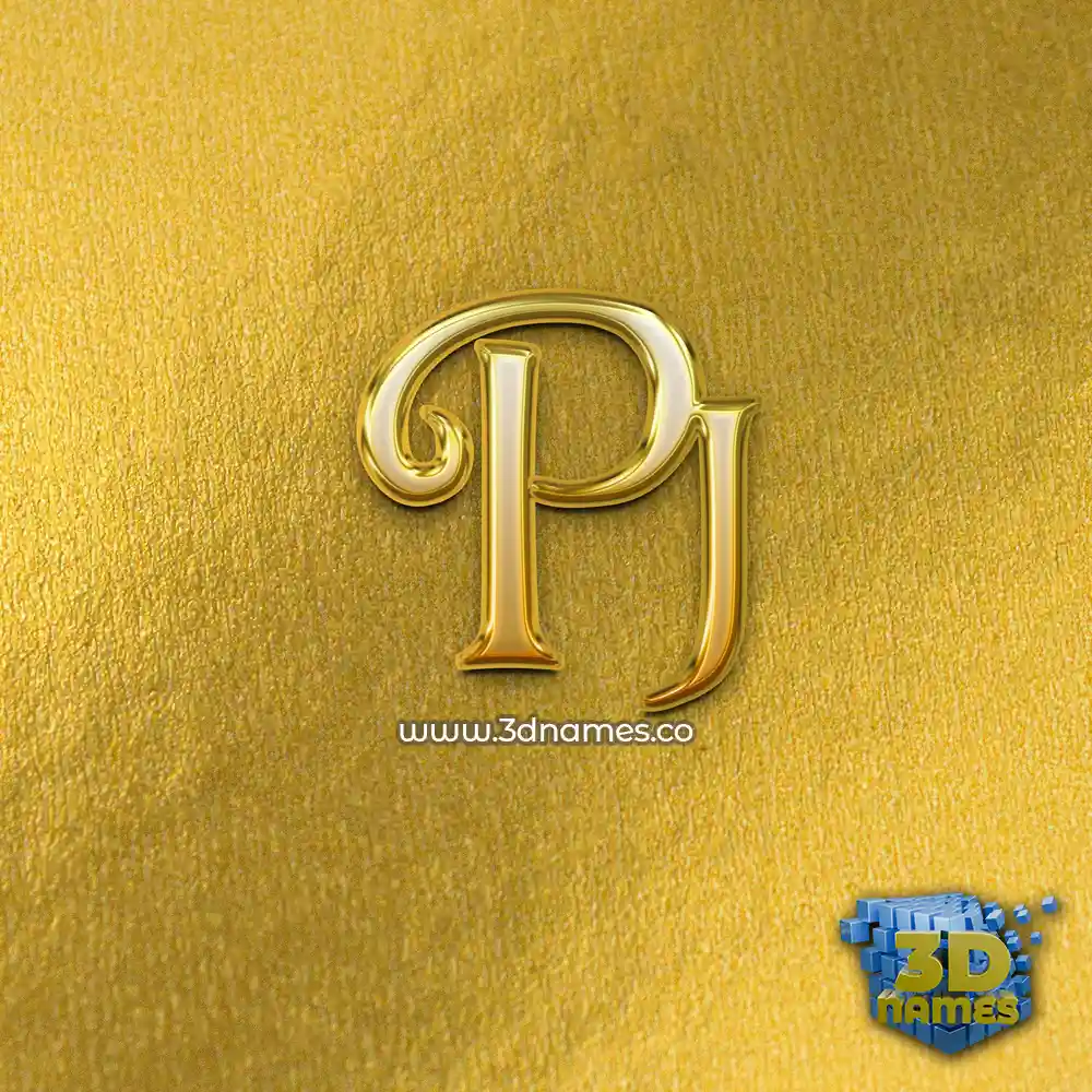 pj in All Gold style - 3D name wallpaper pj in All Gold style - 3D name wallpaper