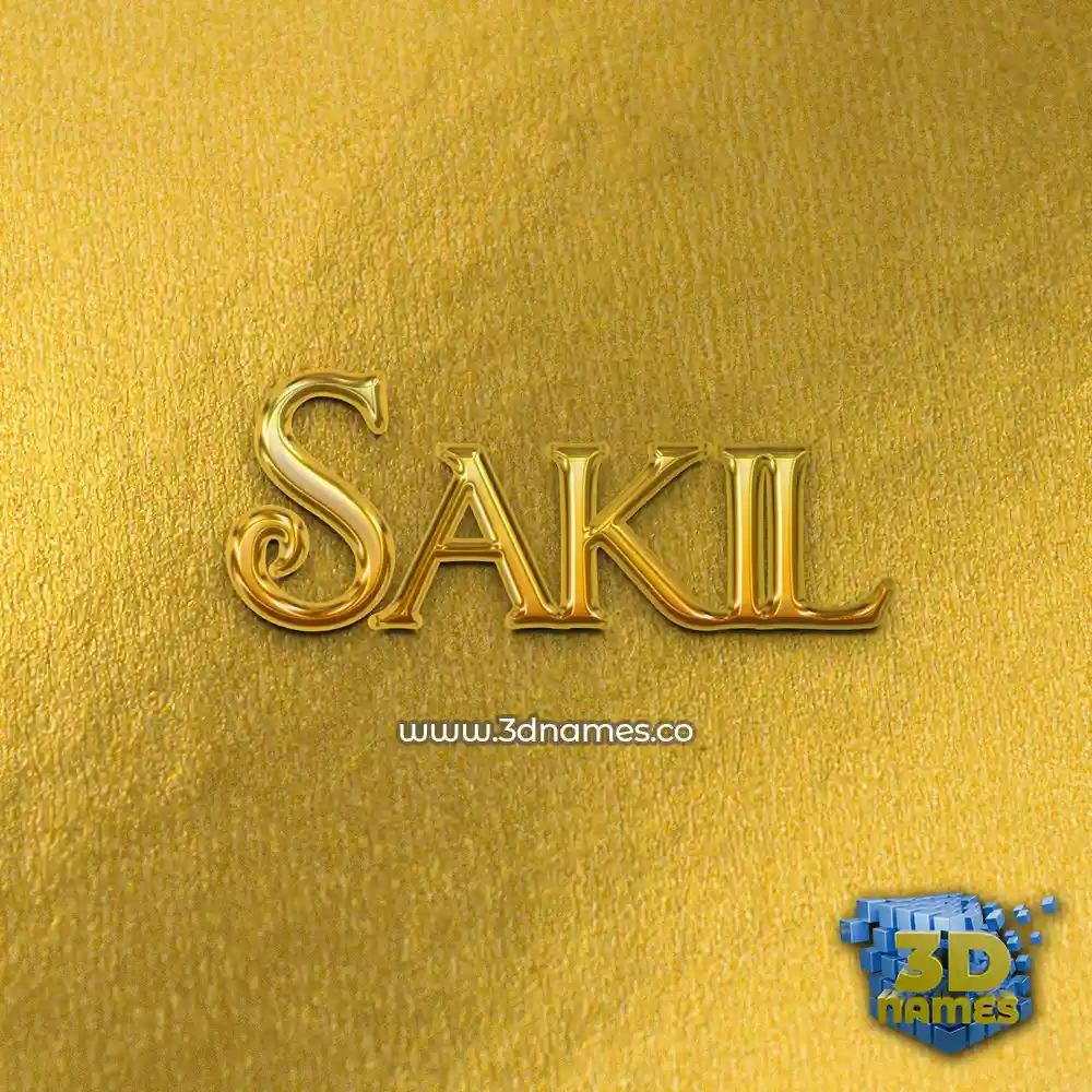 sakil in All Gold style - 3D name wallpaper