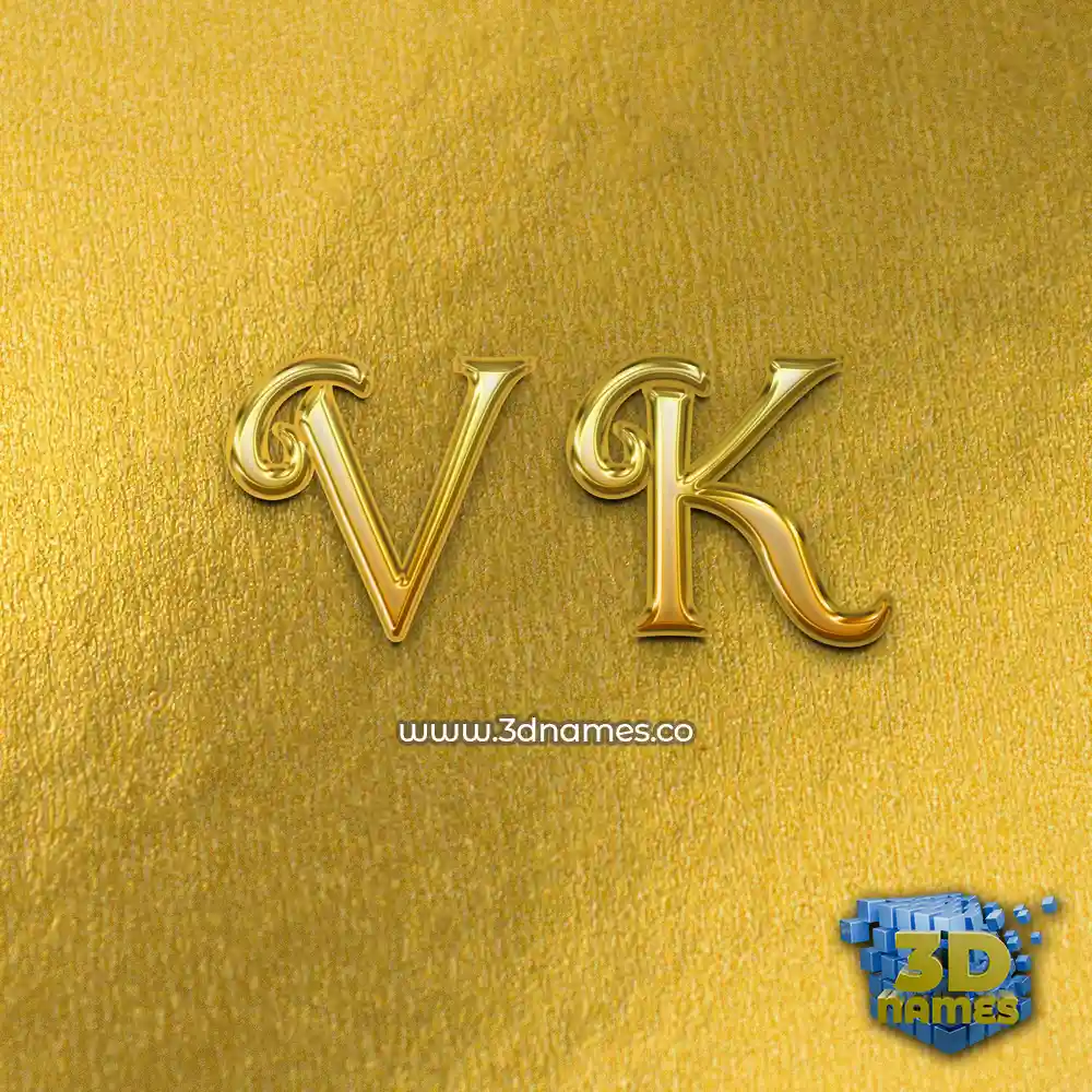 v k in All Gold style - 3D name wallpaper