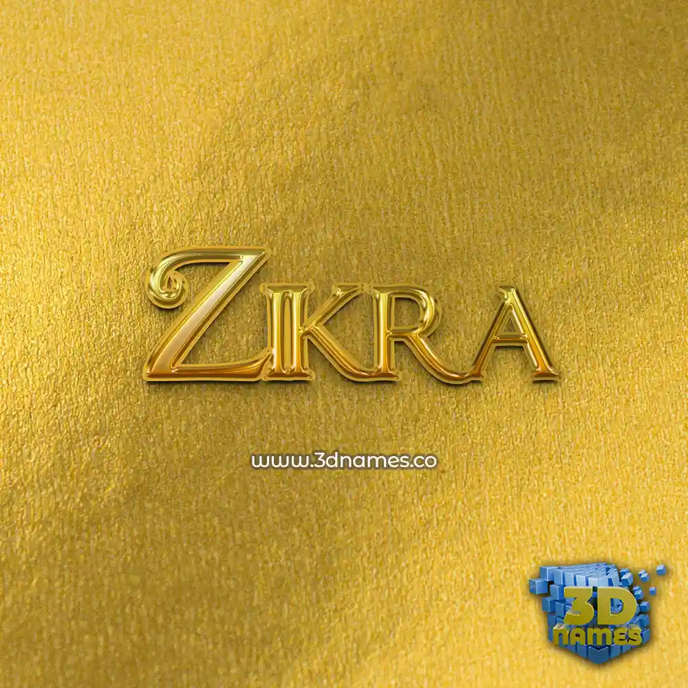 zikra in All Gold style - 3D name wallpaper