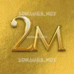 2m in All Gold style - 3D name wallpaper